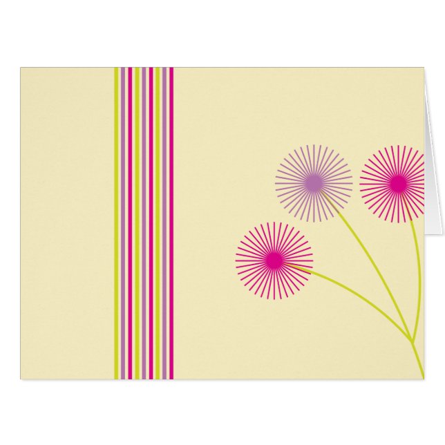 Colourful Dandelion Flowers, Stripes, Boho Abstrac (Front Horizontal)