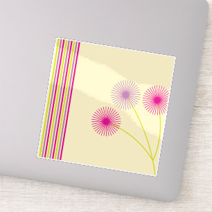 Colourful Dandelion Flowers, Stripes, Boho Abstrac