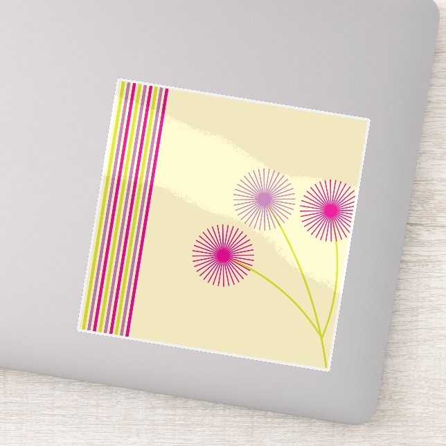 Colourful Dandelion Flowers, Stripes, Boho Abstrac (Detail)