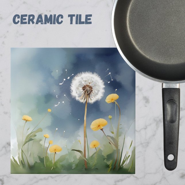 Colourful Dandelion Watercolor Art Ceramic Tile (Creator Uploaded)