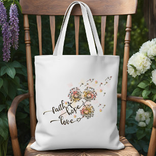 Colourful Dandelions Christian Faith Hope Love Tote Bag