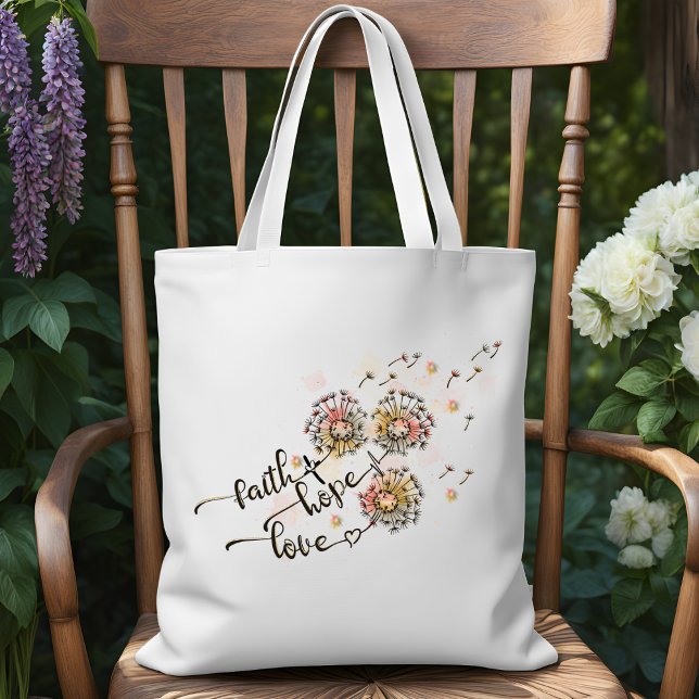 Colourful Dandelions Christian Faith Hope Love Tote Bag (Creator Uploaded)