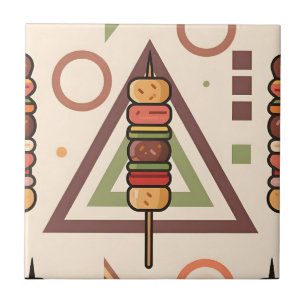Colourful Dango Skewers Geometric Pattern Ceramic Tile