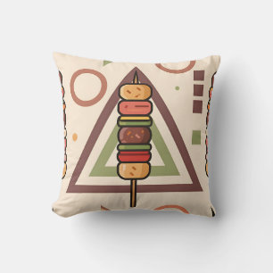 Colourful Dango Skewers Geometric Pattern Cushion