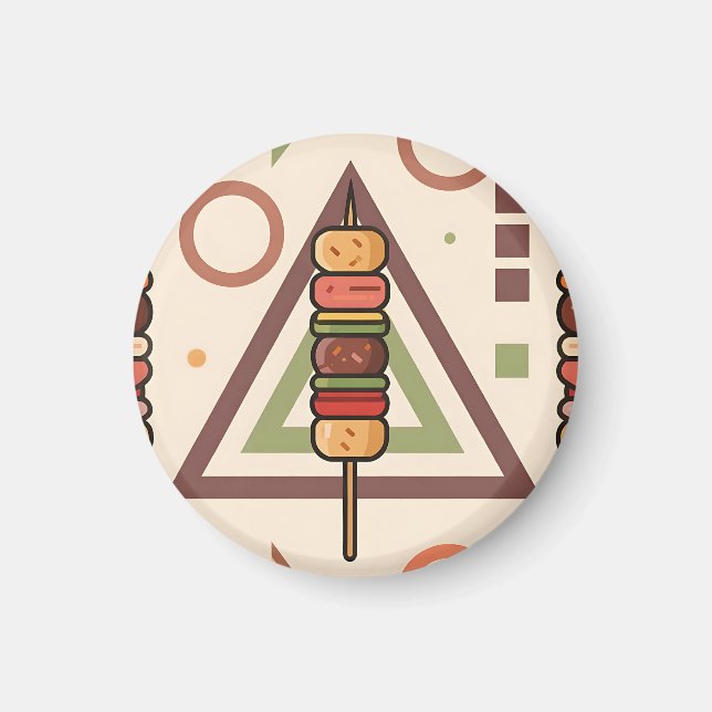Colourful Dango Skewers Geometric Pattern Magnet (Front)