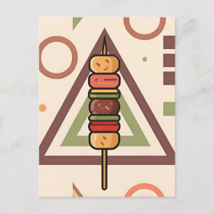 Colourful Dango Skewers Geometric Pattern Postcard