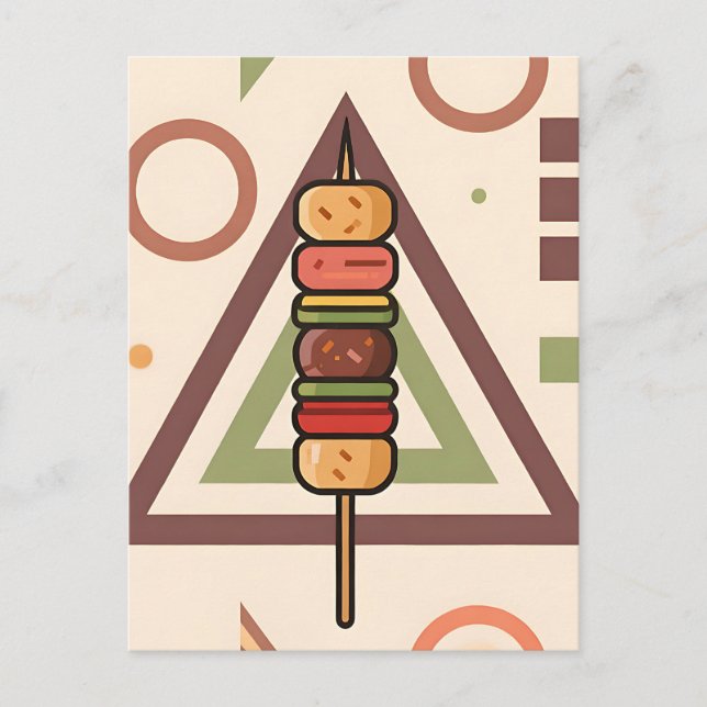 Colourful Dango Skewers Geometric Pattern Postcard (Front)