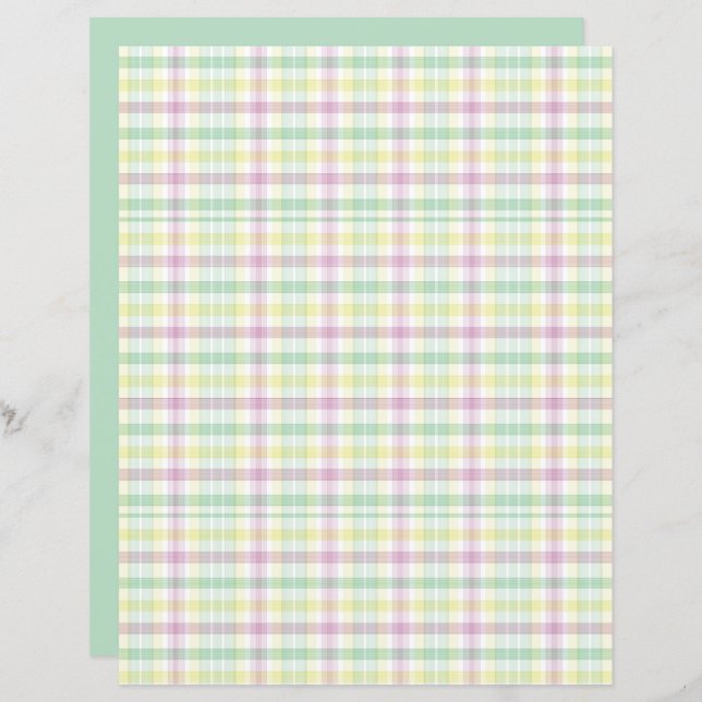 Colourful Danish Pastel Plaid Scrapbook Paper (Front/Back)