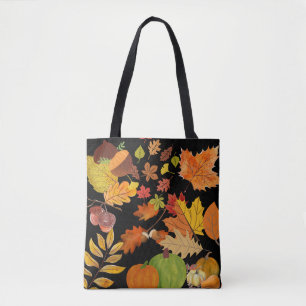 Colourful Dark Autumn Leaves Botanical Floral  Tote Bag