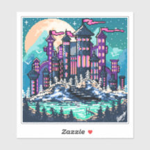 Colourful dark castle at night