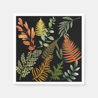 Colourful Dark Fern Botanical Foliage Floral  Napkin