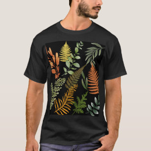 Colourful Dark Fern Botanical Foliage Floral T-Shirt