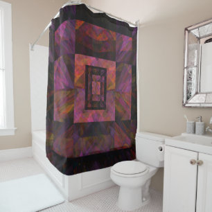 Colourful Dark Galaxy Of Blocks Artwork Shower Curtain