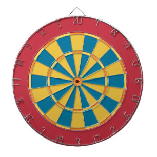 Colourful Dart Board in Primary colours red blue