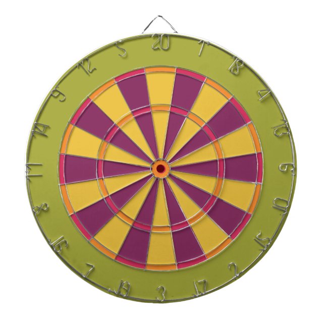 Colourful Dart Board in Purple Yellow Green (Front)