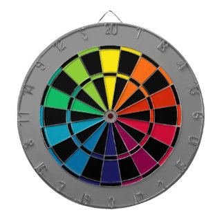 Colourful Dart Board Rainbow with Black Grey