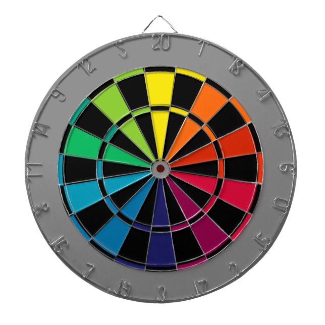 Colourful Dart Board Rainbow with Black Grey (Front)
