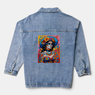 Colourful Day of the Dead Beauty Tee Denim Jacket