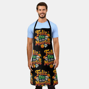 Colourful Day of the Dead Candy Skulls Marigolds Apron