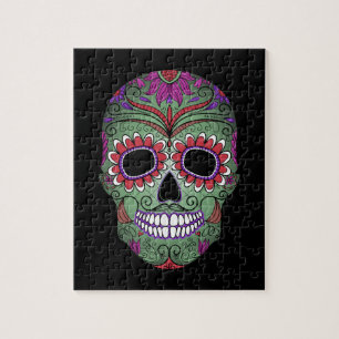 Colourful Day of the Dead Grunge Sugar Skull Jigsaw Puzzle
