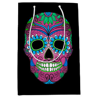 Colourful Day of the Dead Grunge Sugar Skull Medium Gift Bag