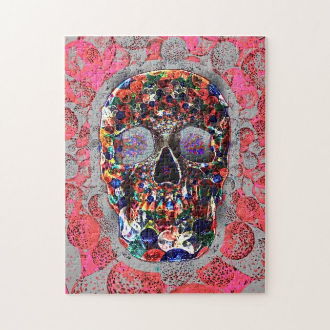 Colourful Day Of The Dead Skull Pink Balloons Jigsaw Puzzle (Vertical)