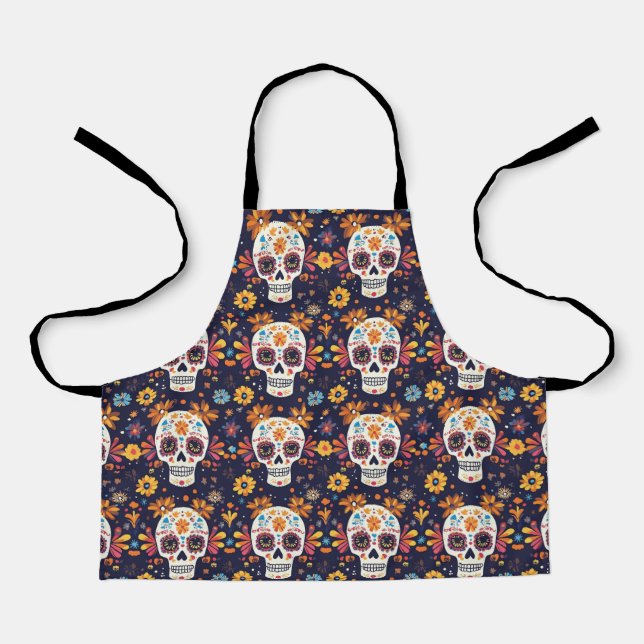 Colourful day of the dead sugar skull apron (Front)