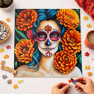 Colourful Day of the Dead Sugar Skull Art  Jigsaw Puzzle
