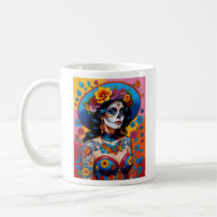 Colourful Day of the Dead Sugar Skull Art Tee Coffee Mug