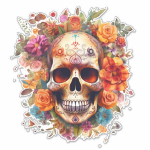 Colourful Day of the Dead Sugar Skull Large