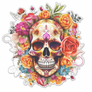 Colourful Day of the Dead Sugar Skull Large