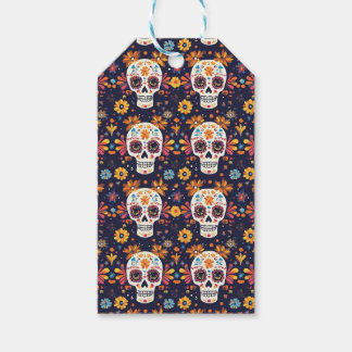 Colourful day of the dead sugar skull seamless pat gift tags