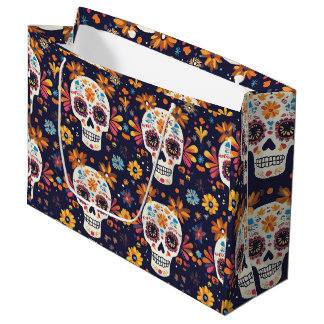 Colourful day of the dead sugar skull seamless pat large gift bag