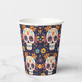 Colourful day of the dead sugar skull seamless pat paper cups