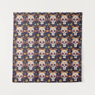Colourful day of the dead sugar skull seamless pat tapestry