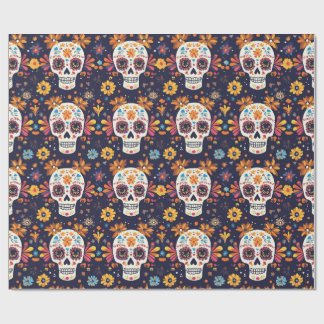Colourful day of the dead sugar skull seamless pat wrapping paper