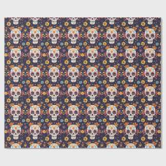Colourful day of the dead sugar skull seamless pat wrapping paper