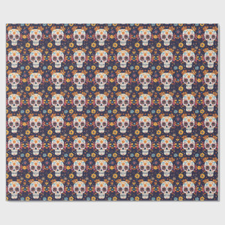 Colourful day of the dead sugar skull seamless pat wrapping paper