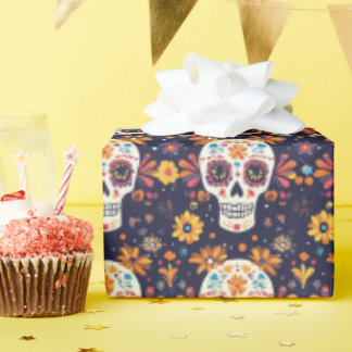 Colourful day of the dead sugar skull seamless pat wrapping paper
