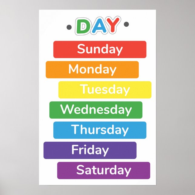 Colourful Day Of The Week Educational Poster (Front)