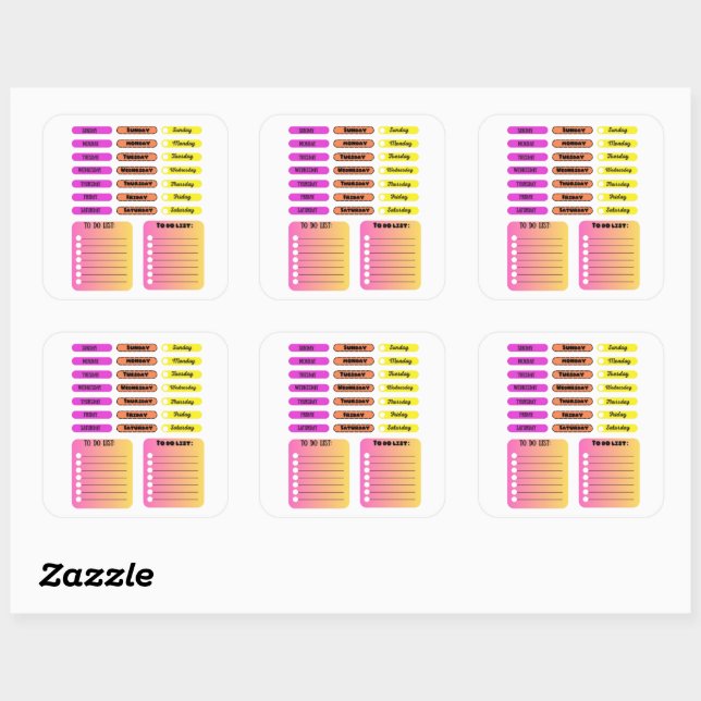 Colourful Days of the Week Sticker Sheet with To D (Sheet)