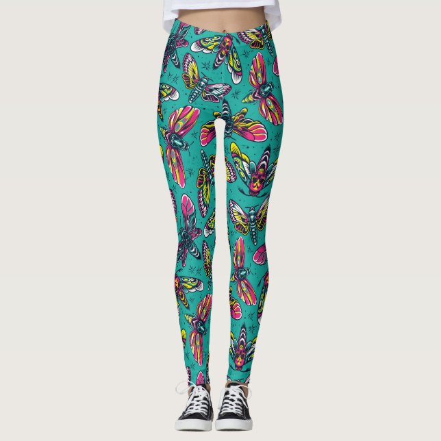 Colourful Death Moths Leggings (Front)