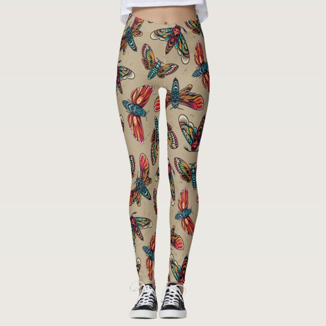 Colourful Death Moths Leggings (Front)