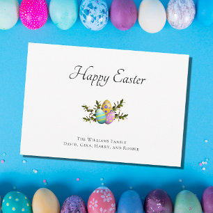 Colourful Decorated Easter Eggs Botanical  Holiday Card