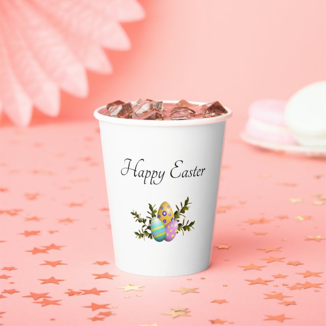 Colourful Decorated Easter Eggs Botanical Paper Cups (Insitu)
