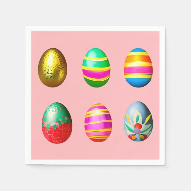 Colourful Decorated  Easter Eggs  Napkin (Front)