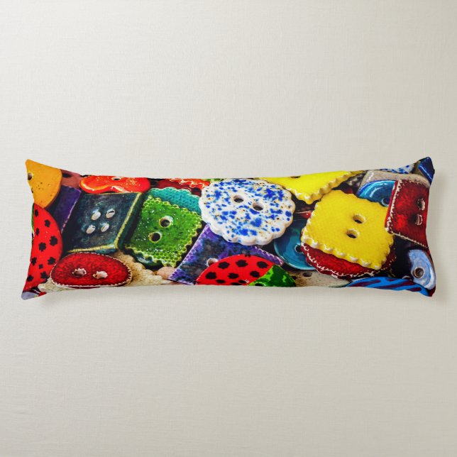 Colourful Decorative Buttons Body Cushion (Front)