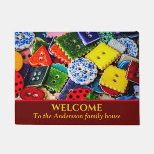 Colourful Decorative Buttons Doormat