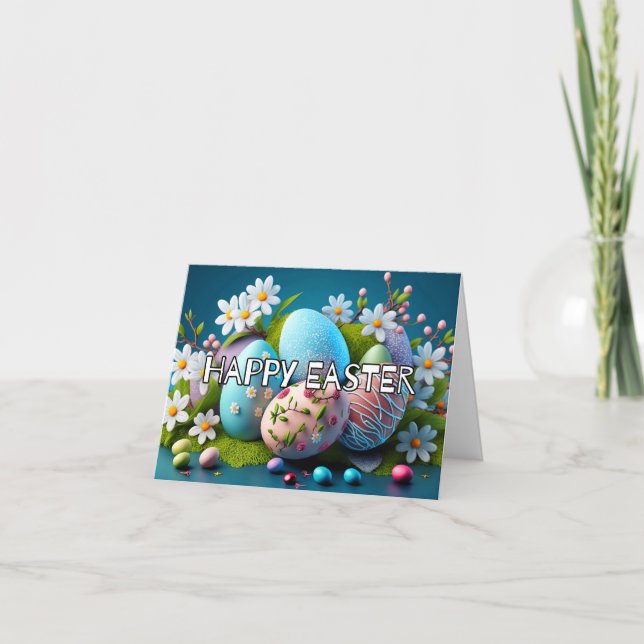 Colourful Decorative Eggs Happy Easter Holiday Card (Front)