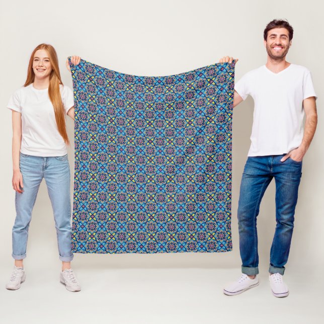 Colourful Decorative Floral Pattern Fleece Blanket (In Situ)